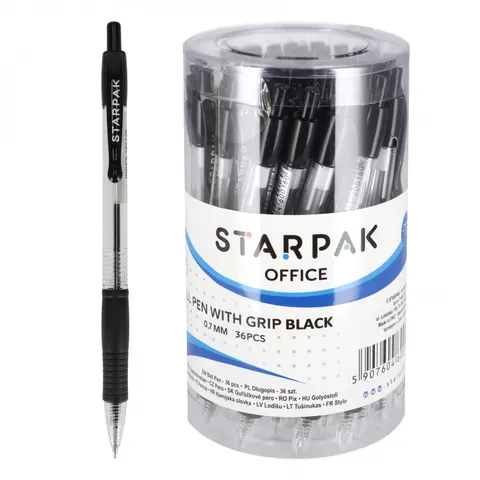 Długopis automatyczny 0.5 grip czarny tuba A 36 STARPAK 162129 (opakowanie 36 szt.)