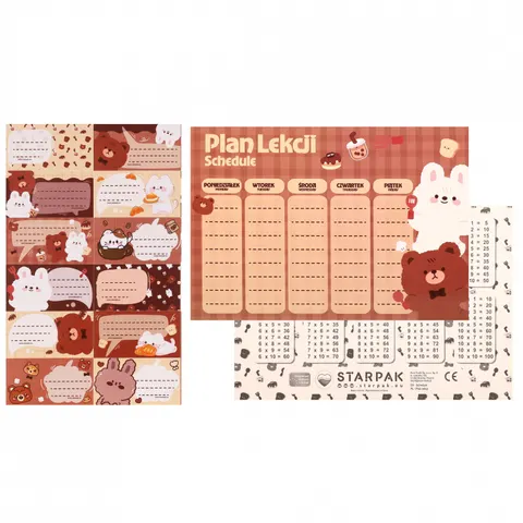 Plan lekcji A5 z naklejkami na zeszyt Kawaii STARPAK 591763