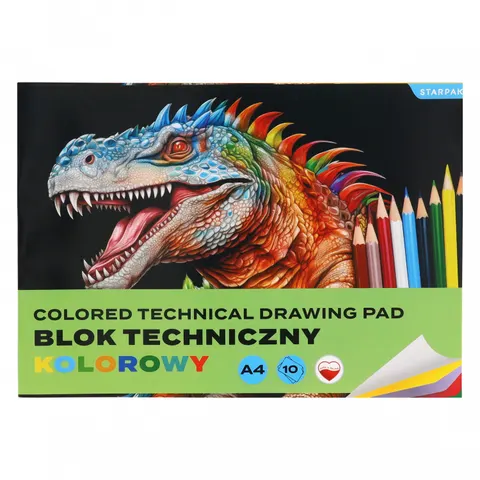 Blok techniczny A4/10k kolorowy Dinozaur A 10 STARPAK 587756