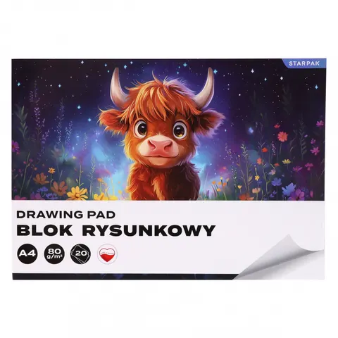 Blok rysunkowy A4/20k biały Krówka A 10 STARPAK 587743
