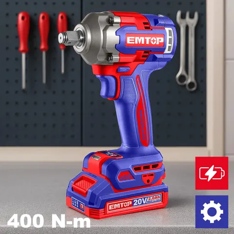 EMTOP Klucz udarowy akumulatorowy 20V 400Nm ECIWL2040E zestaw