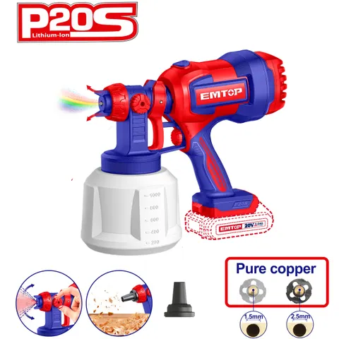 EMTOP Pistolet Natryskowy Akumulatorowy 20V P20S Malarski