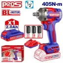 Klucz udarowy akumulatorowy EMTOP 20V 405Nm 1/2" P20S Zestaw ECIWL20455E