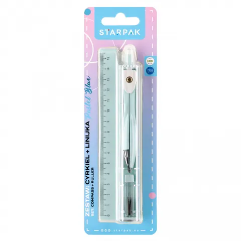 Cyrkiel metalowy plus linijka Pastel Blue STARPAK 561876