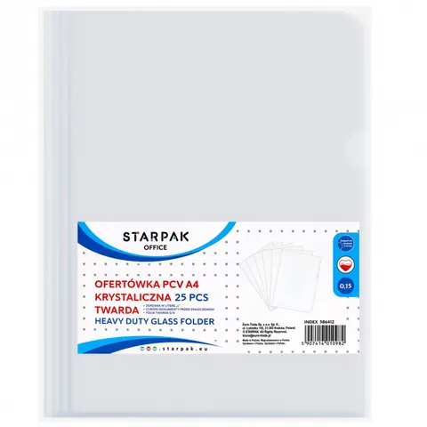 Ofertówka PP A4 L twarda przezroczysta 0,15mic A 25 STARPAK 586412