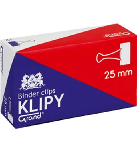 Klipy metalowe GRAND 25 mm czarne 12 szt.