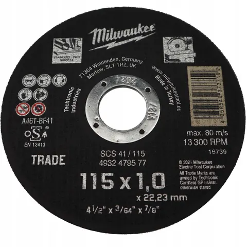 Milwaukee Tarcza do cięcia 115 x 1.0 mm