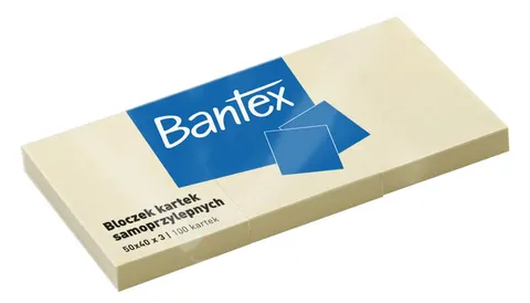 Notes samoprzylepny 50x40/100k 3szt żółty A 12 BANTEX 400086386