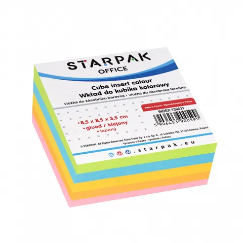 Wkład do kubika 85x85mm kolor klejony STARPAK 130631