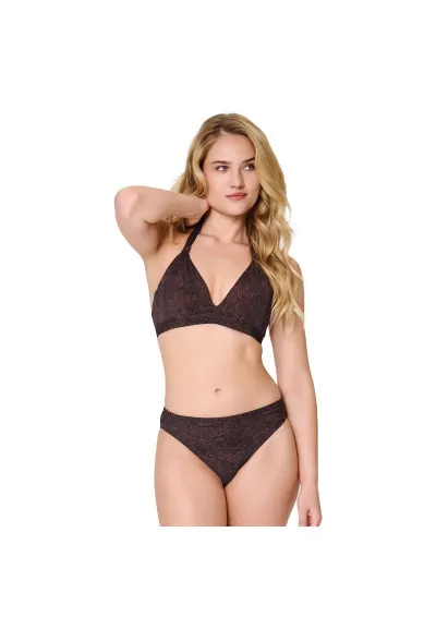 LingaDore - Kostium kąpielowy dwuczęściowy Snake Print 8214 brązowy 75E