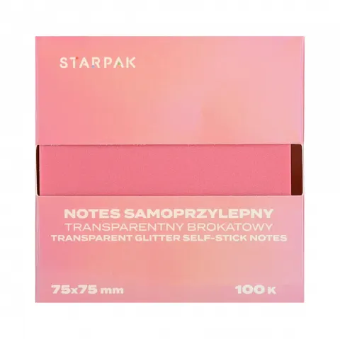 Notes samoprzylepny 75x75/100k transparent brokat różowy STARPAK 576529