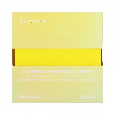Notes samoprzylepny 75x75/100k transparent brokat żółty STARPAK 576532