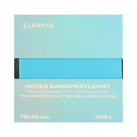 Notes samoprzylepny 75x75/100k transparent brokat niebieski STARPAK 576530