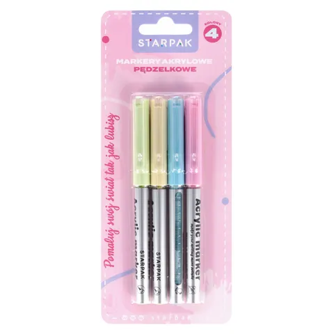 Marker akrylowy w pędzelku 4 kolory pastel STARPAK 548337