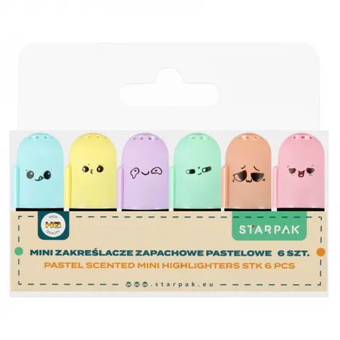 Zakreślacze mini zapachowe 6-kol. Pastelowe, Starpak