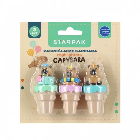 Zakreślacz mini Kapibara 3 kolory STARPAK 563031