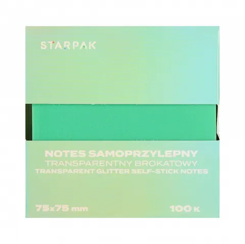 Notes samoprzylepny 75x75/100k transparent brokat zielony STARPAK 576531