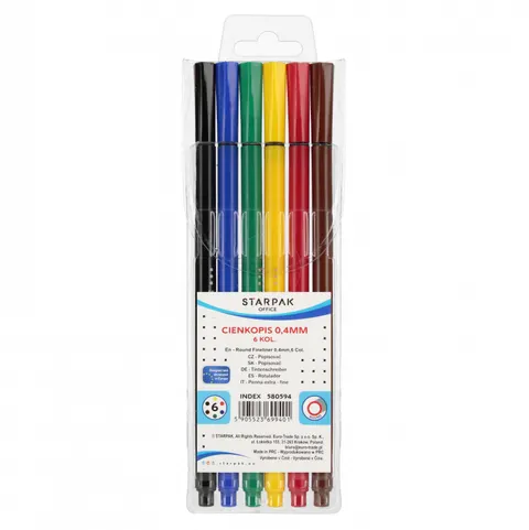 Cienkopis 6 kolorów 0.4 w etui STARPAK 580594