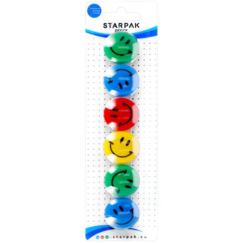 Magnes 30mm Emoticon2 mix kolorów 6szt STARPAK 378347