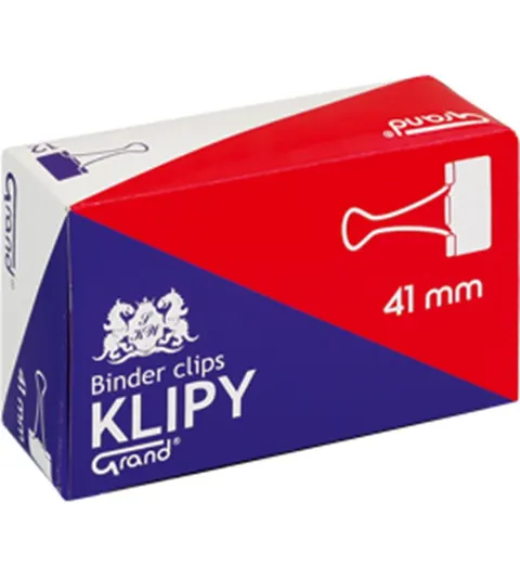 Klipy metalowe GRAND 41 mm czarne 12 szt.