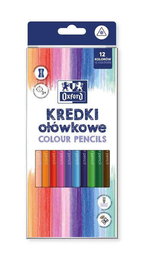 Kredki ołówkowe 12 kolorów trójkątne temperówka Regular Oxford HAMELIN 400174524