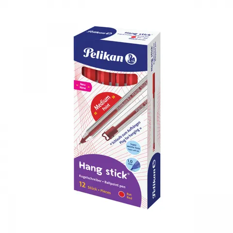 Długopis PELIKAN HANG STICK czerwony display12 szt..
