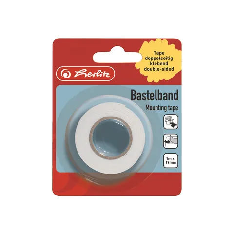 Taśma klejąca Herlitz 1MX19 mm dwustronna biała b/c
