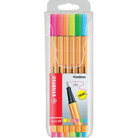 Cienkopisy STABILO point 88 neon etui 6 kol.