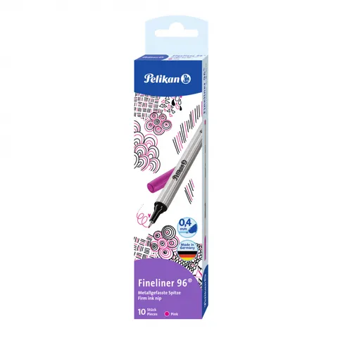 Cienkopis PELIKAN FINELINER 96 0,4 mm 10 szt.. różowy