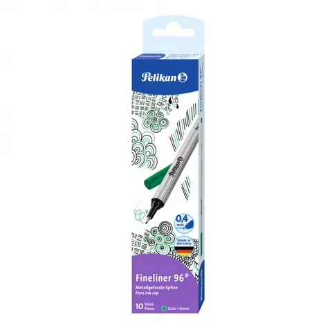 Cienkopis PELIKAN FINELINER 96 0,4 mm 10 szt. zielony