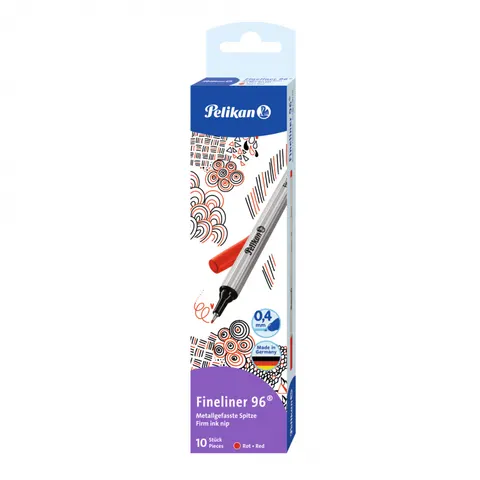 Cienkopis PELIKAN FINELINER 96 0,4 mm 10 szt. czerwony