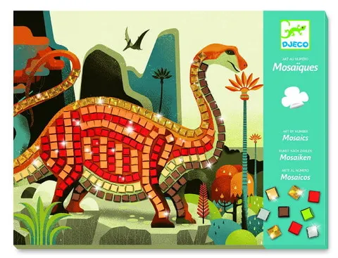 Zestaw artystyczny Mozaiki błyszczące Dinozaury, Djeco