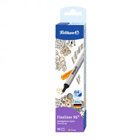 Cienkopis PELIKAN FINELINER 96 0,4 mm 10 szt. pomarańczowy