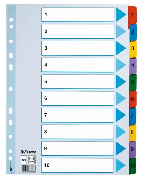 Przekładka A4 kartonowa od 1-10 numeryczna ESSELTE 100161