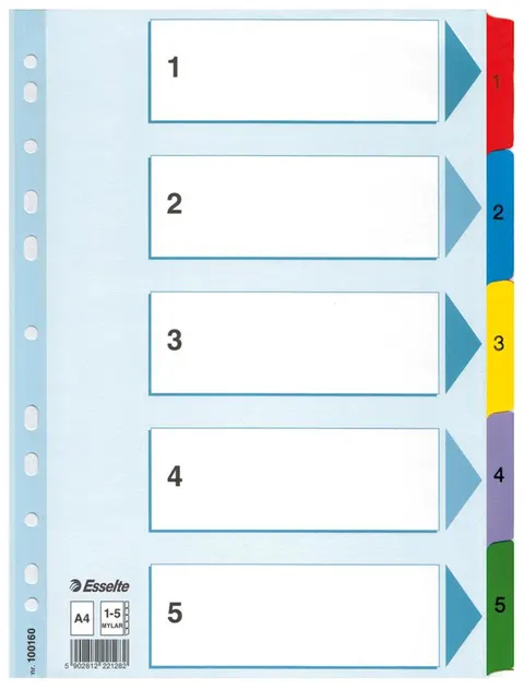 Przekładka A4 kartonowa od 1-5 numeryczna ESSELTE 100160