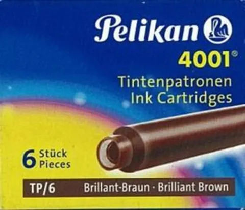 Naboje do piór krótkie brązowe 6 szt. PELIKAN 100435996