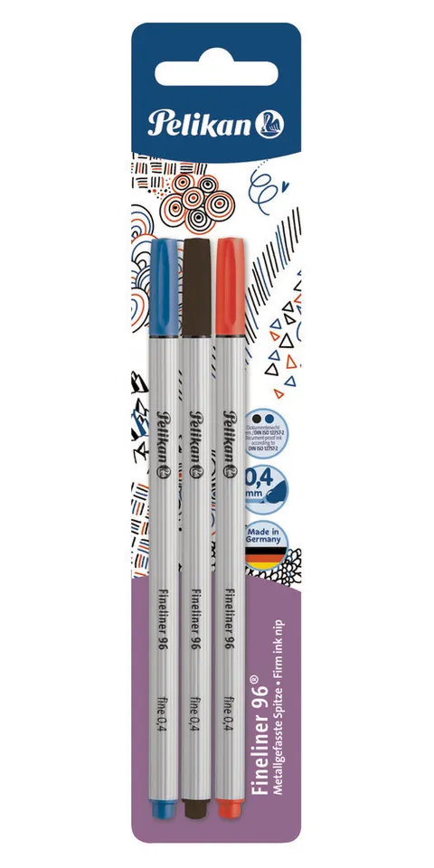 Cienkopis PELIKAN FINELINER 96 0,4 mm 3 szt. mix