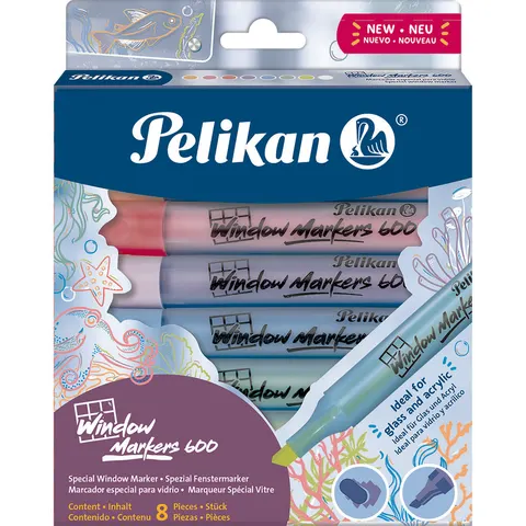 Markery do szkła PELIKAN 8 kolorów