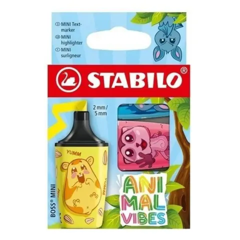 Zakreślacz mini 3kolory Animal Vibes etui STABILO 07/03-73