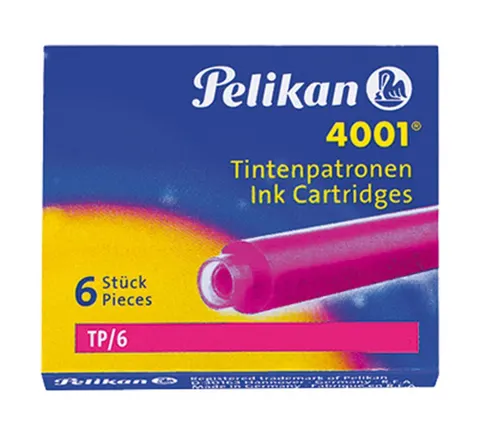 Naboje do piór krótkie różowe 6 szt. PELIKAN 100435993
