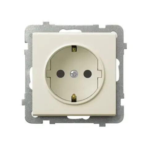 Sonata Ecru Gniazdo Pojedyncze Z Uziemieniem Schuko Gp-1Rs/M/27