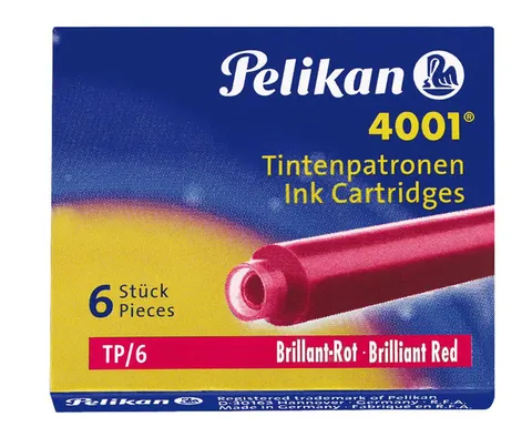 Naboje atramentowe czerwone op. 6 szt., Pelikan