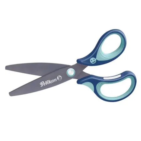 Nożyczki Griffix ergonomiczne 14cm zaokrąglone niebieskie 803502 PELIKAN