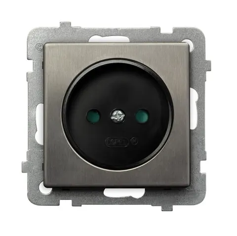 Sonata Stal Inox Gniazdo Pojedyncze Z Przesłonami Torów Prądowych Gp-1Rmp/M/37