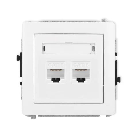 Mechanizm gniazda komputerowego podwójnego 2xRJ45, kat. 6, 8-stykowy producent Karlik seria Deco kolor Biały kod DGK-4