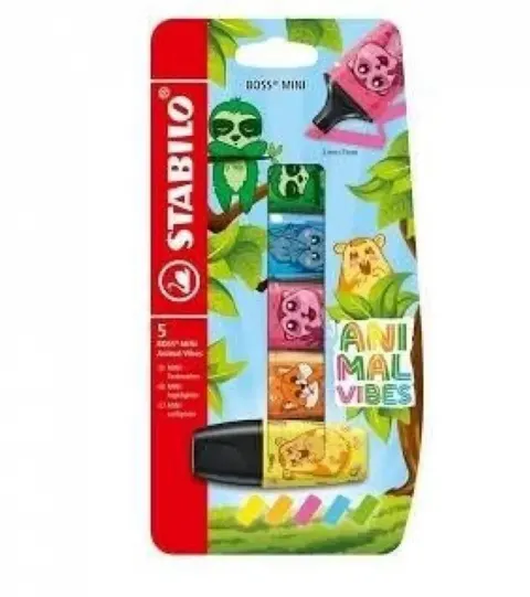 Zakreślacze Boss mini 5-kol. Animal vibes, Stabilo