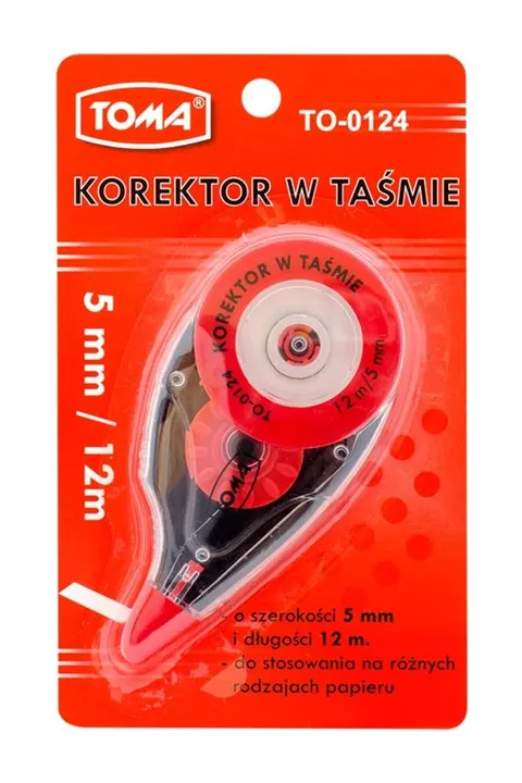Korektor w taśmie szkolny biurowy TOMA 12m TO-0124