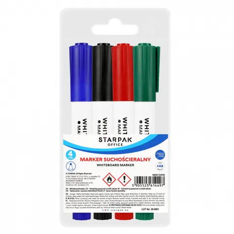 Marker suchościeralny okrągły 4 kolory w etui STARPAK 524558