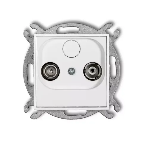 Mechanizm gniazda abonenckiego RTV przelotowego 9dB producent Karlik seria Mini kolor Biały kod MG9P