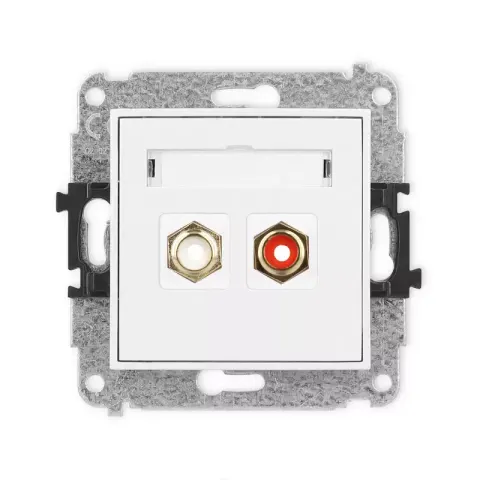 Karlik Mini biały Gniazdo 2x RCA typu cinch bez ramki MGRCA-2
